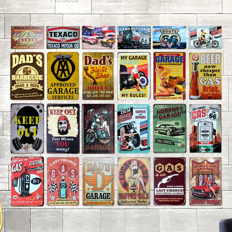 

Dads Fix Shop Plaque Vintage Metal Tin Signs Home Bar Pub Decorative Metal Plates Garage Wall Stickers Art Poster Gift N197