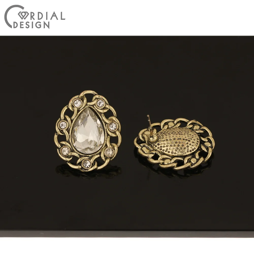 

Cordial Design 50Pcs 20*25MM Jewelry Accessories/Rhinestone Earrings Stud/Drop Shape/Hand Made/Jewelry Findings & Components