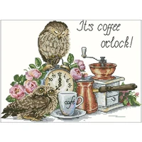 owl and coffee time patterns counted cross stitch 11ct 14ct 18ct diy cross stitch kits embroidery needlework sets home decor