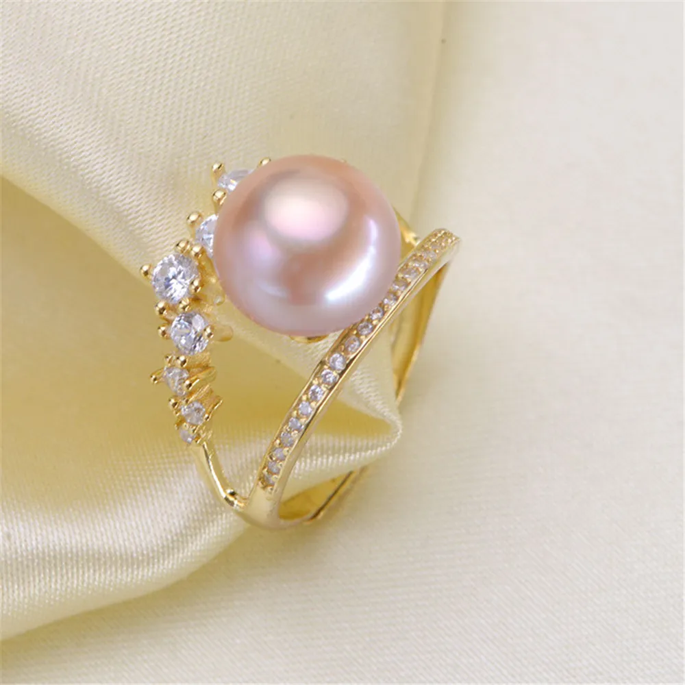 

Pearl Ring Settings, Fashionable Ring Findings, Adjustable Size 925 Silver Ring Jewelry DIY making No Pearl