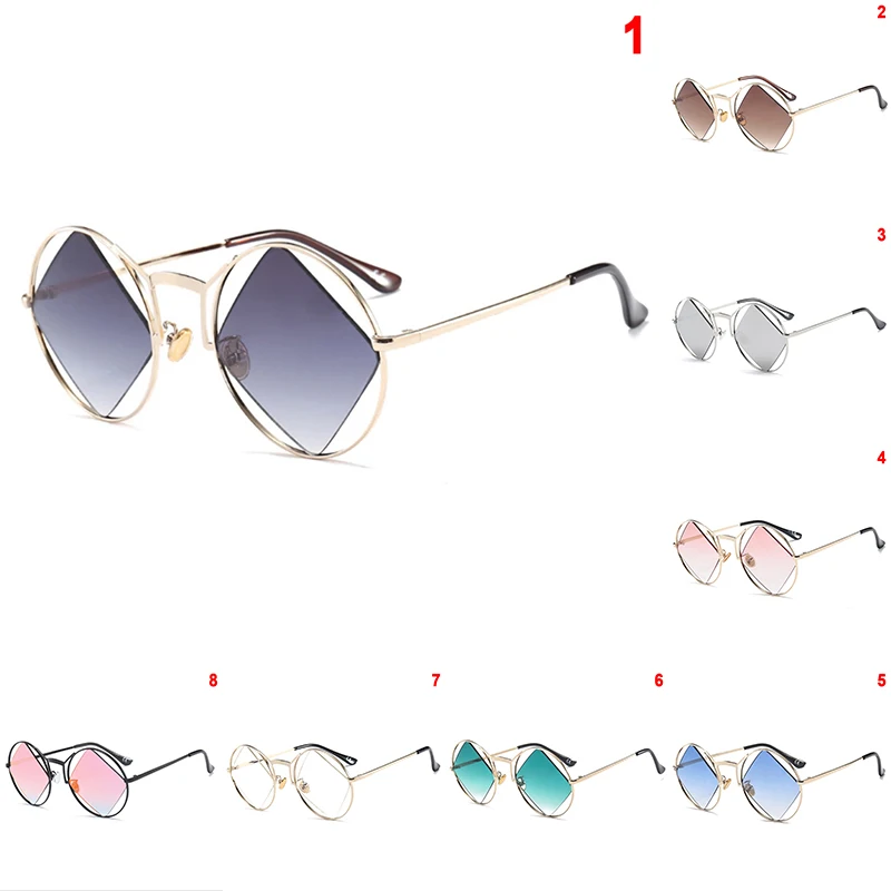 Уникальные круглые мужские Солнцезащитные очки женские солнцезащитные очки серебряные зеркальные режущие ромбовидные винтажные Брендовые очки