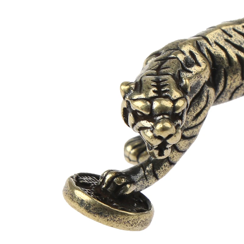 Фигурки тигра из твердой латуни украшения чистой меди модель миниатюрные