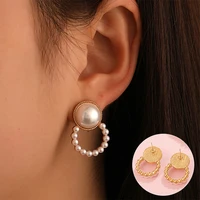korean geometric shape pearl earrings female fashion simple and exquisite earrings for girlfriend valentines day gifts