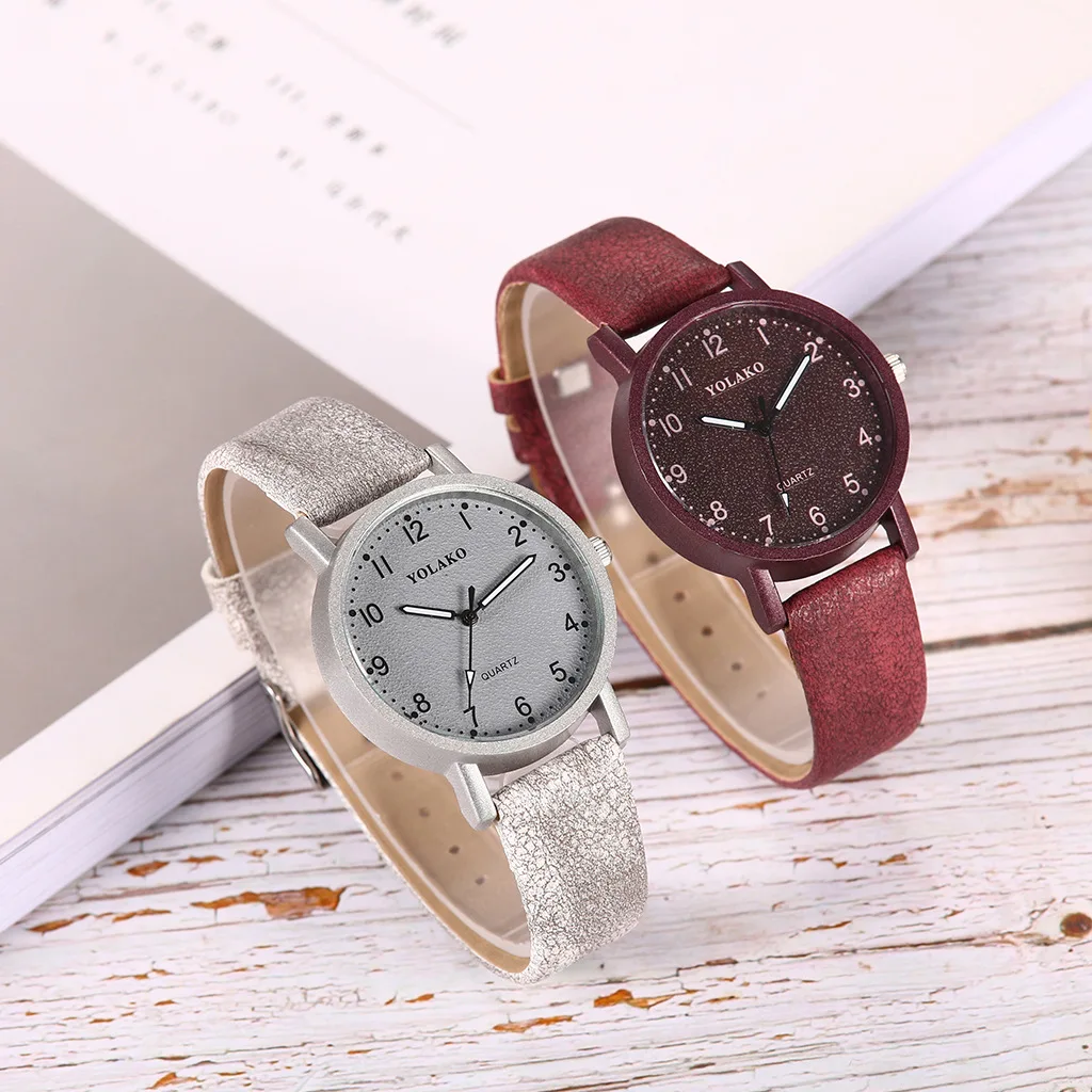 Топ Стиль Модные женские Роскошные кожаный ремешок аналоговые кварцевые