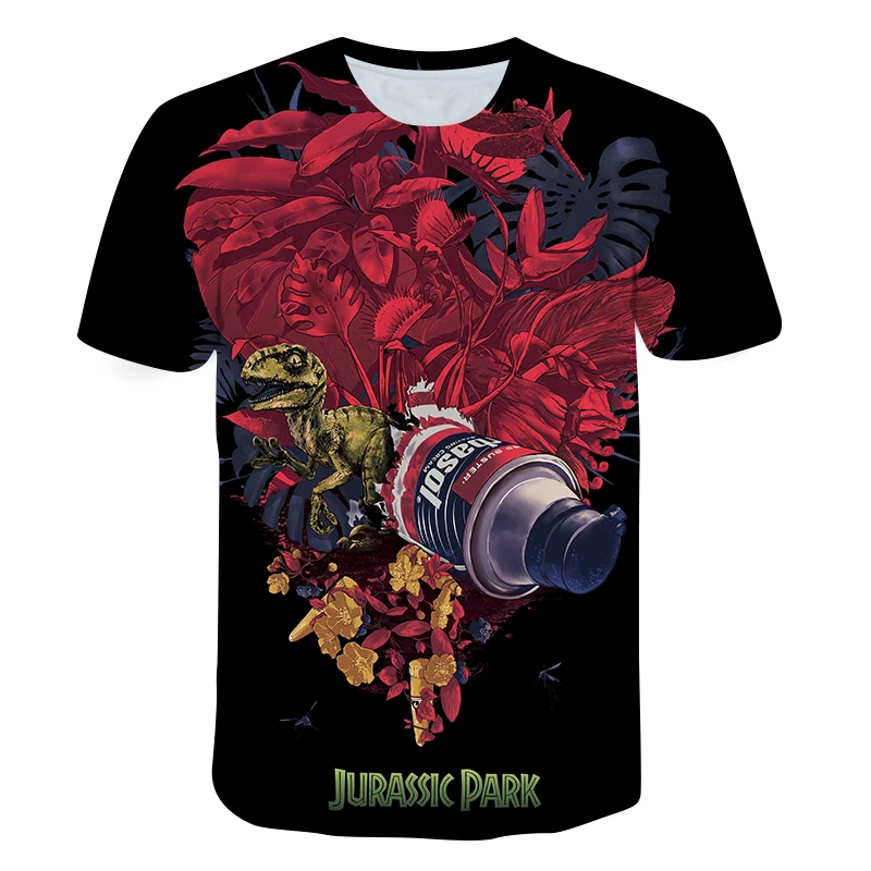 

Summer fashion new super luminous 3D printing pattern boys and girls short sleeve fashion casual T-shirt clothing 4-14t Jurassic