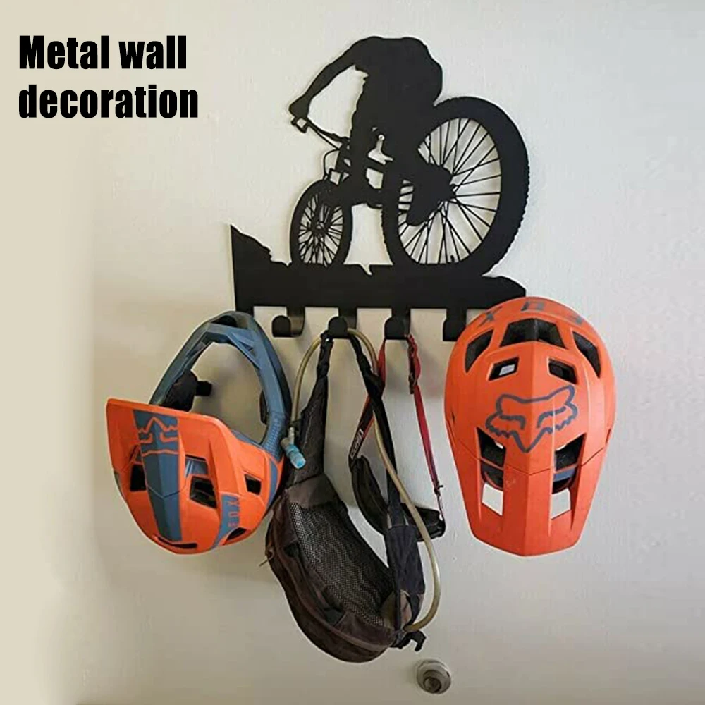 

Mountain Bike Gear Rack Metal Wall Decor Mountain Biking Wall Art Bicycle Art Silhouette Wall Sticker Carved Black ALS88