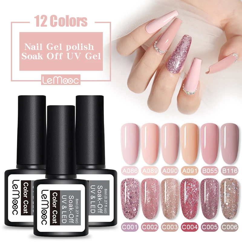 LEMOOC 8 мл УФ-гель для ногтей розовое золото блестящий Гель-лак с блестками