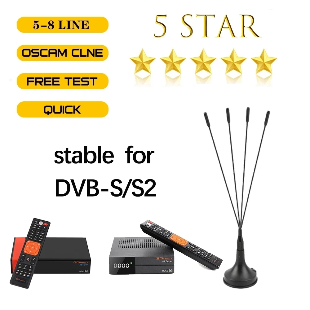 

2021 GTmedia- de TV oscam europa HD, DVB-S2 lneas de Espaa, compatible con GTmedia V8 Nova V7S V9 Freesat V7 C-cam, prueba