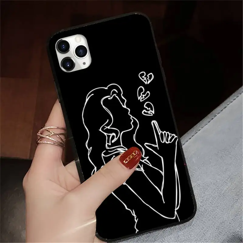 

Simple line black white art Phone Case for iPhone 11 12 pro XS MAX 8 7 6 6S Plus X 5S SE 2020 XR