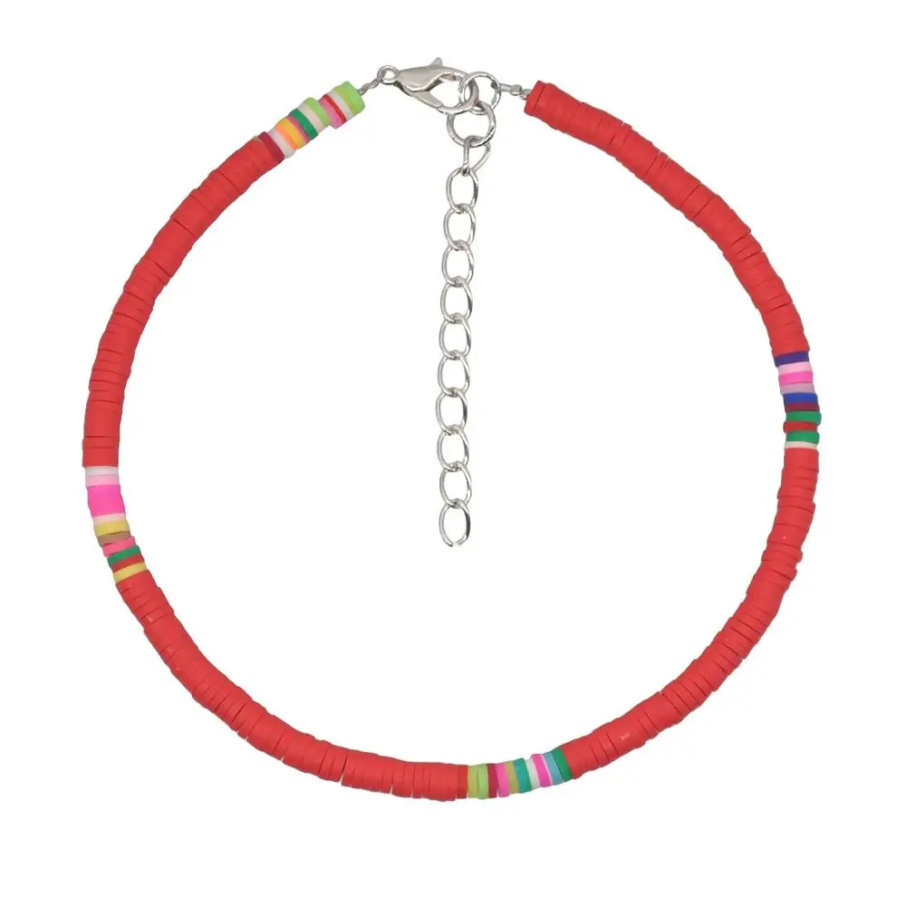 Полимерные глиняные бусы браслет на лодыжке цепочка для ног цветные бохо женские