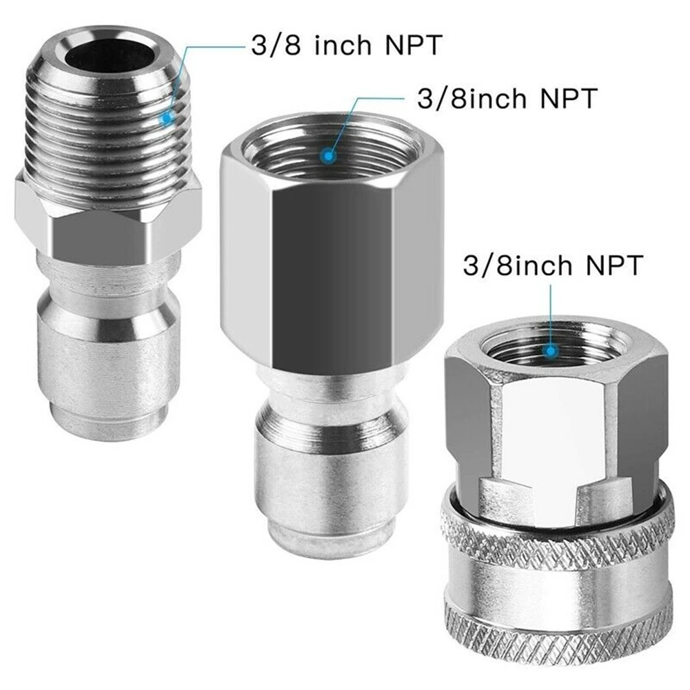 

Durable Washer Adapters to 3/8 NPT Pressure Outdoor Stainless Steel 3/8 Quick Connect Anti-resistance Repairing Parts