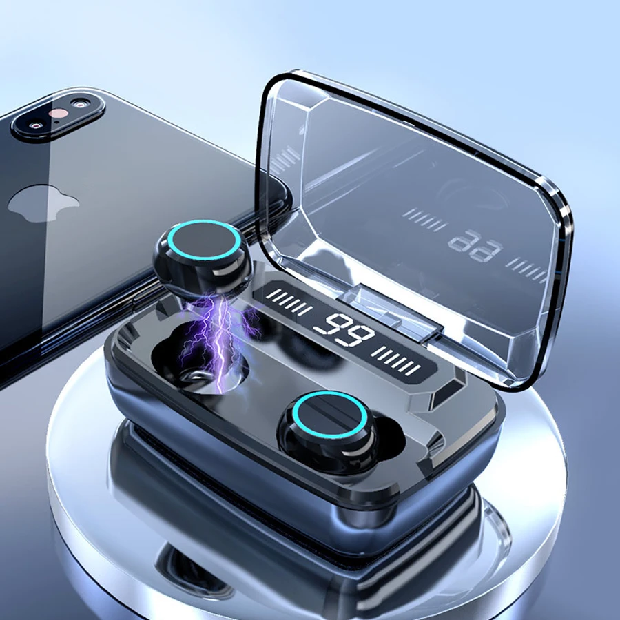 Bass Bluetooth наушники беспроводные TWS 5 0 мини с микрофоном зарядная коробка