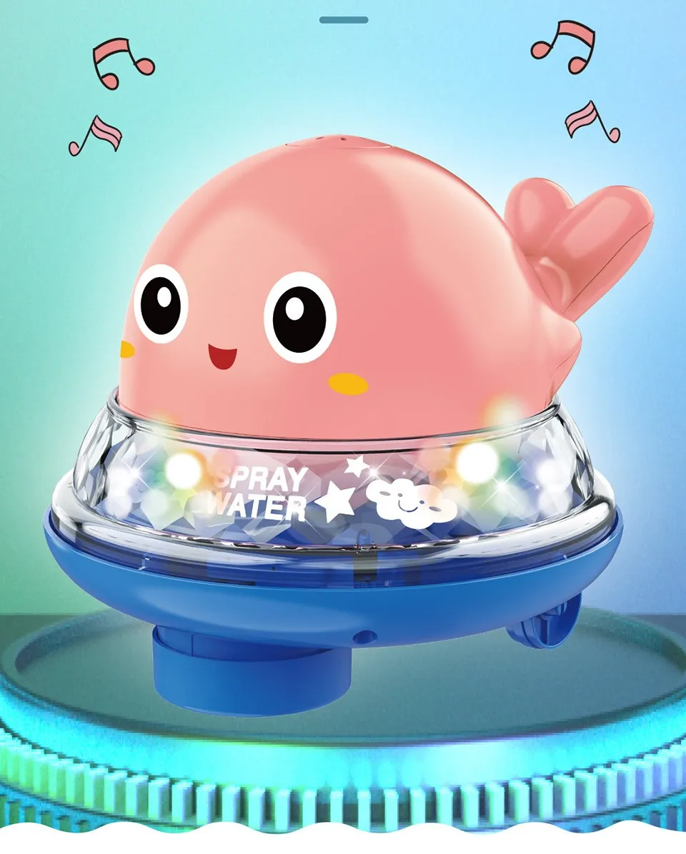 

New Children Bath Toys Induction Whale Spray Water Ball with RGB Light Music Waterproof Toddler Bathing Toys As Creative Gift
