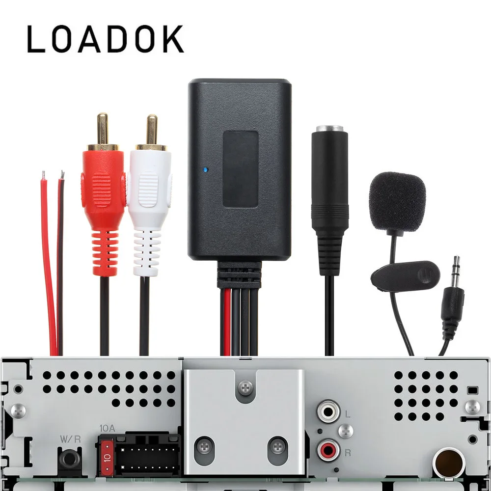 

Car Universal Bluetooth 5.0 Kit Phone Call Handsfree Microphone AUX 2 RCA Cable Adapter for Truck Auto Speaker Radio Audio