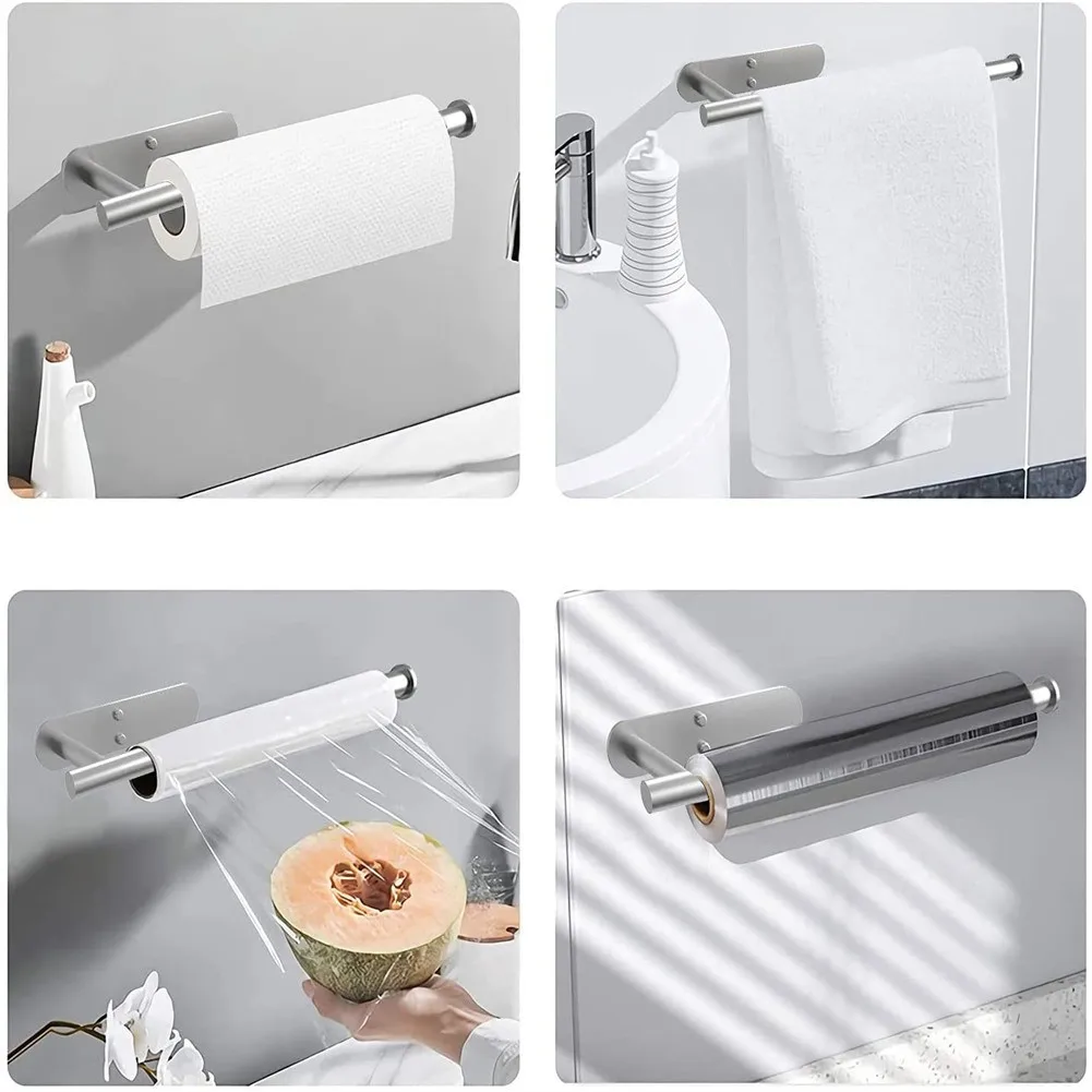 

Paper Towel Holder Under Cabinet Self Adhesives Stainless Steel Kitchen Countertop Wall Mount Kitchen Bathroom Organizer