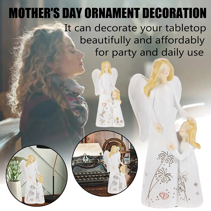 

Статуэтка мамы и дочери ангела, украшение из смолы для сада, домашнего искусства, аксессуары, банка CSV