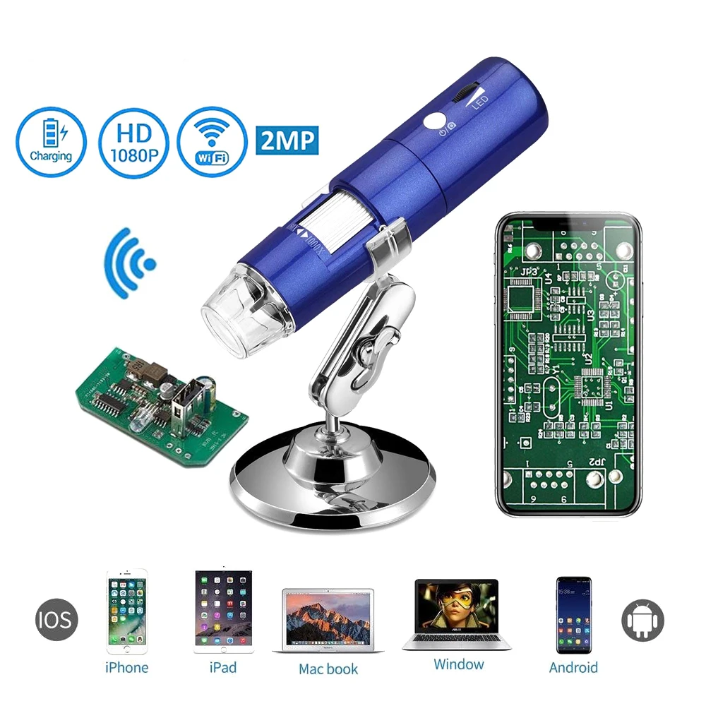 1080P 1000X WiFi цифровой микроскоп для Android Iphone мобильный телефон 8 светодиодный 3в1 детский цифровой микроскоп USB эндоскоп зум Камера