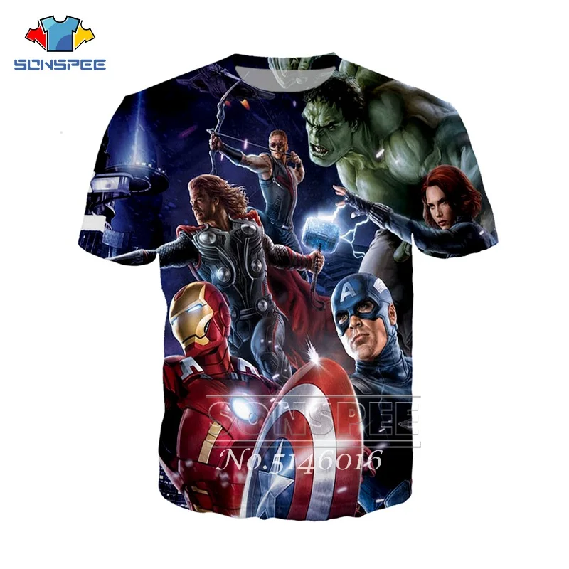 SONSPEE 2019 новый дизайн футболка для мужчин/женщин Мстители эндигра 3d Принт футболки