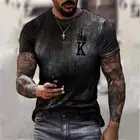 Мужская футболка с коротким рукавом и градиентным 3D-принтом Poker K, модная мужская летняя футболка в европейском и американском стиле с круглым вырезом, уличный сверхразмерный