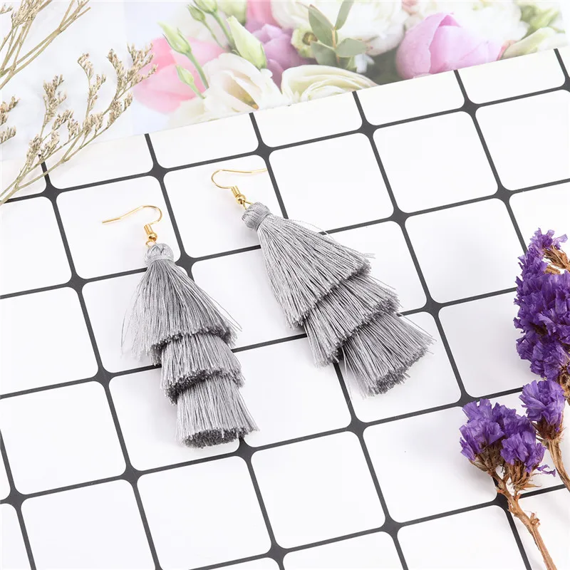 LOULEUR 3 Слоистые богемные Роскошные массивные Серьги-кисточки Boho модные ювелирные изделия женские длинные висячие серьги