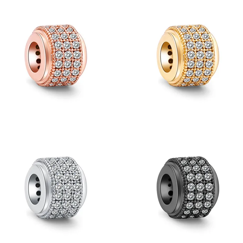 

4 Color Micro Pave Cubic Zirconia Round Basic Spacer CZ Charms Bead Jewelry Fit Bracelet Bangle Making DIY Accessories Jewelry