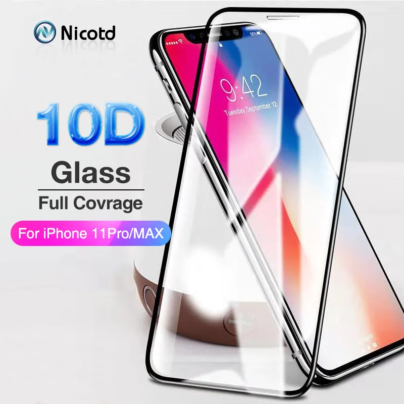 Защитное стекло nicotte 10D для iPhone X XS XR 6 6S 7 8 plus экрана 11 Pro MAX защита экрана|Защитные