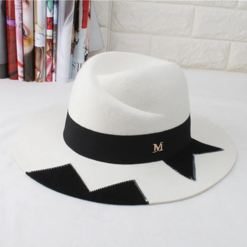 

Шляпа-«Колокол» женская с широкими полями, белая шерстяная Федора, нестандартный верх, зимняя фетровая шапка для церкви