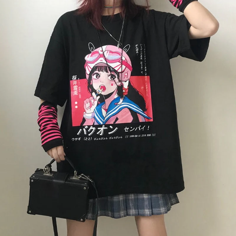 

MoneRffi Harajuku Gothic Tshirt Print Short Sleeve Black Crop Tops Tees Fashion Casual T Shirt Women Clothing T-shirt Y2k Grunge