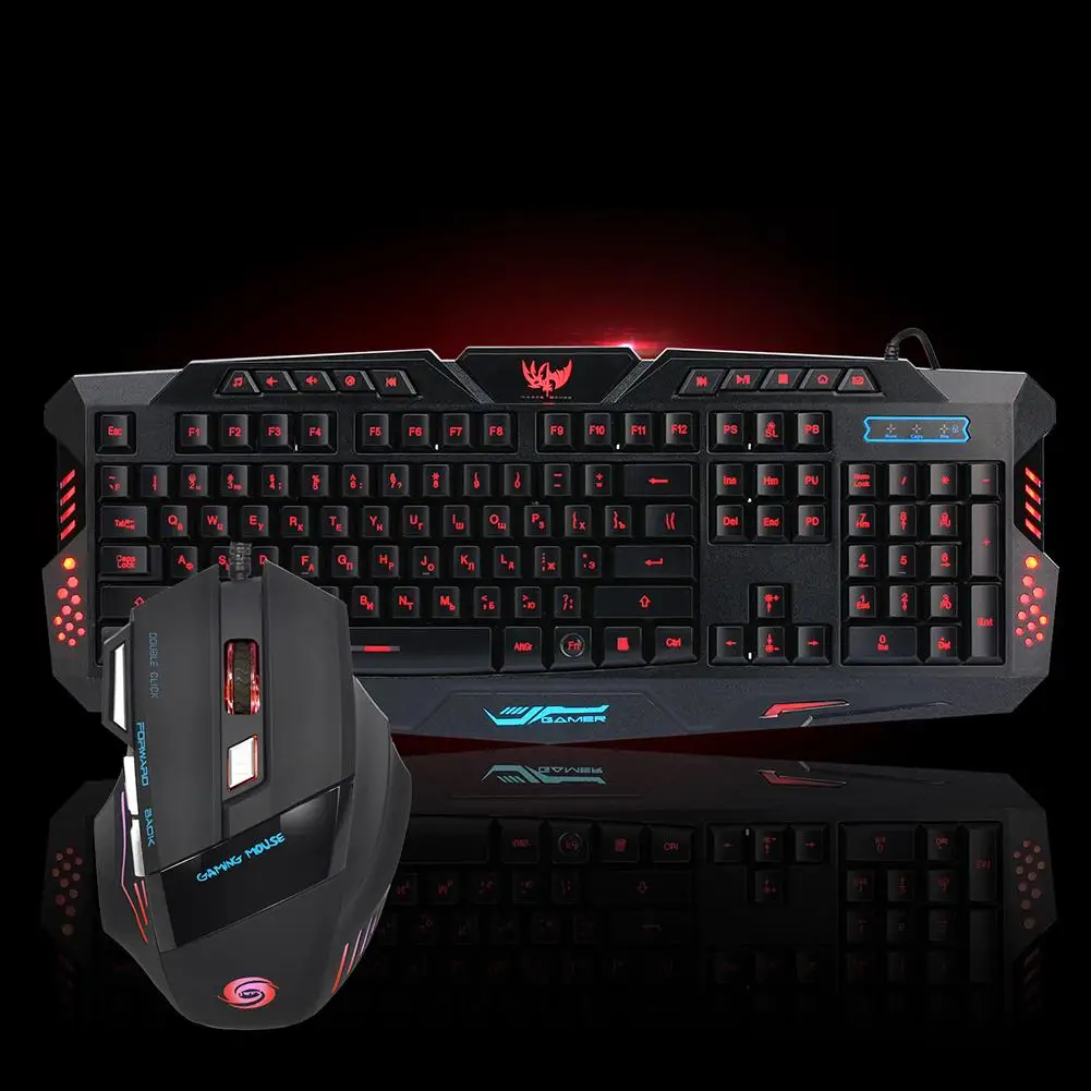 USB Проводная клавиатура и мышь комбинированный RGB светодиодный с подсветкой для геймеров ПК ноутбук Настольный компьютер клавиатура мышь набор Быстрая