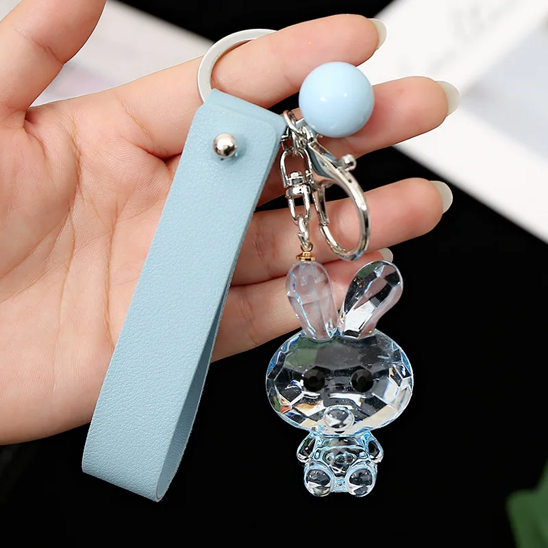 Милый брелок с кроликом прозрачная кукла кристалл кролик ремешком на руку сумка