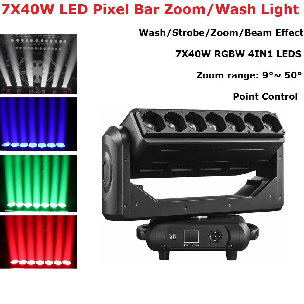 7X40 Вт Луч промывочный зум 3в1 движущийся головной свет DMX 512 Подвижная головка