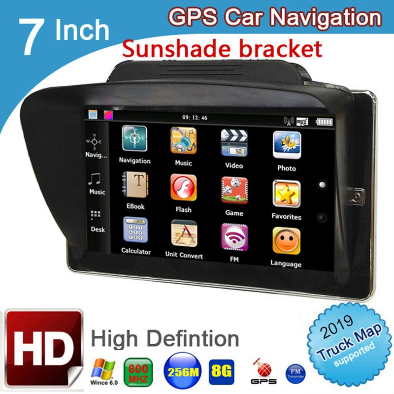 

7 inch truck vehicle bluetooth GPS Navigation mtk CE 6.0 256M 8GB avin gps maps for navitel/Europe/USA navigator