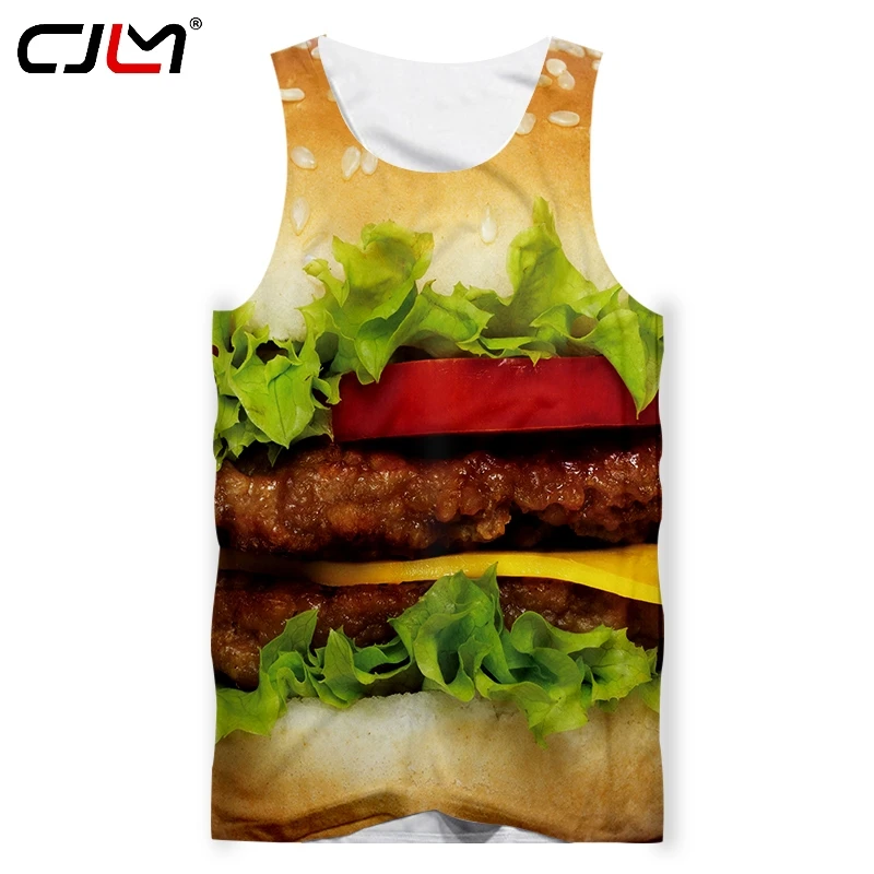 Майка CJLM 2021 летняя унисекс с 3d принтом гамбургеров мужская спортивная майка для