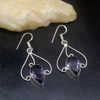 gemstonefactory big promotion single unique 925 silver purple amethyst teardrop women ladies gifts dangle drop earrings 20212049
