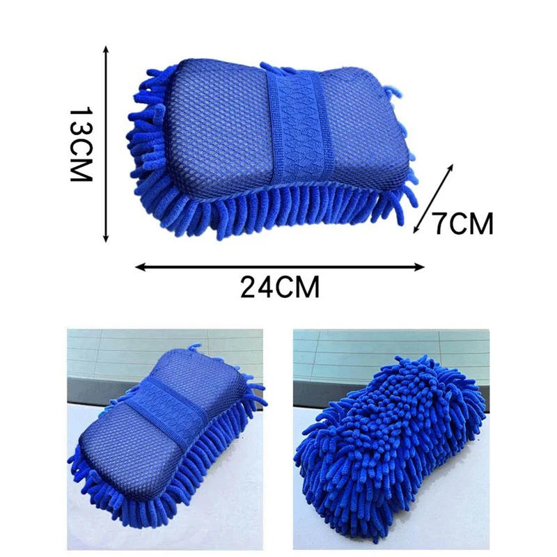 

7Pcs Car Wash Cleaning Kit Automotive Tire Wheel Brush Chenille Wash Sponge Microfiber Towel Cloth With Bag Car Cleaner Tools