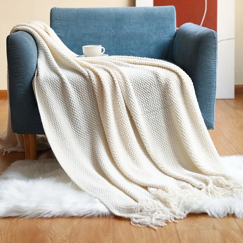 

Текстурированное вафельное одеяло с кисточками, легкое супермягкое современное Тканое одеяло для спальни, путешествий, женщин, мужчин, дет...