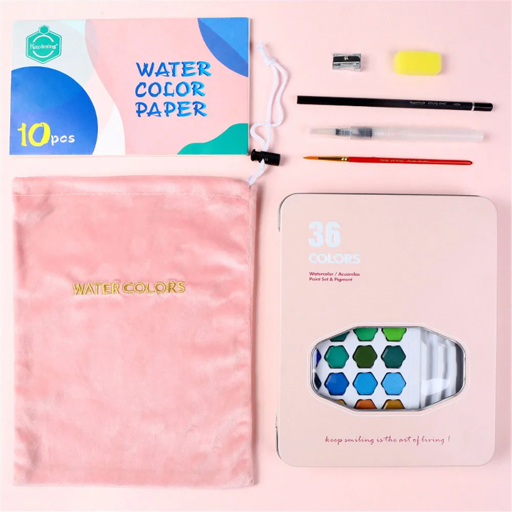 1 Набор 36 цветов профессиональные твердые акварельные пигментные краски для