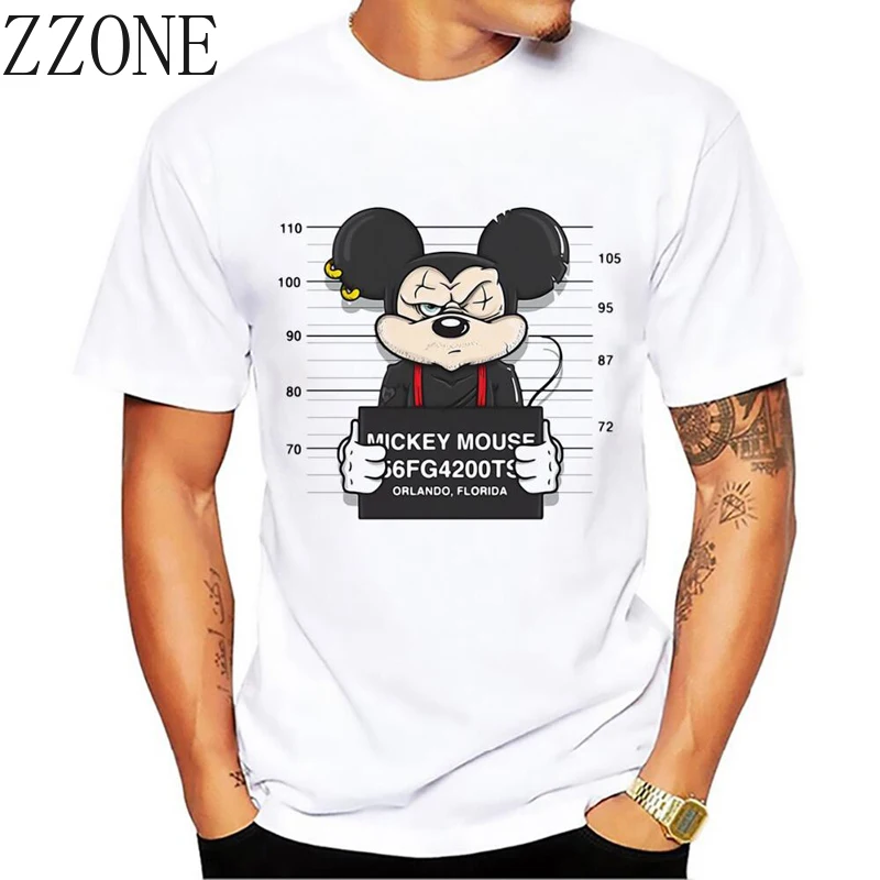 Fashionable Cartoon Mouse Men's T-shirt with Animal Pattern - Comfortable and Stylish Summer Casual Tee for Men - Streetwear Hip-hop Shirt image 2