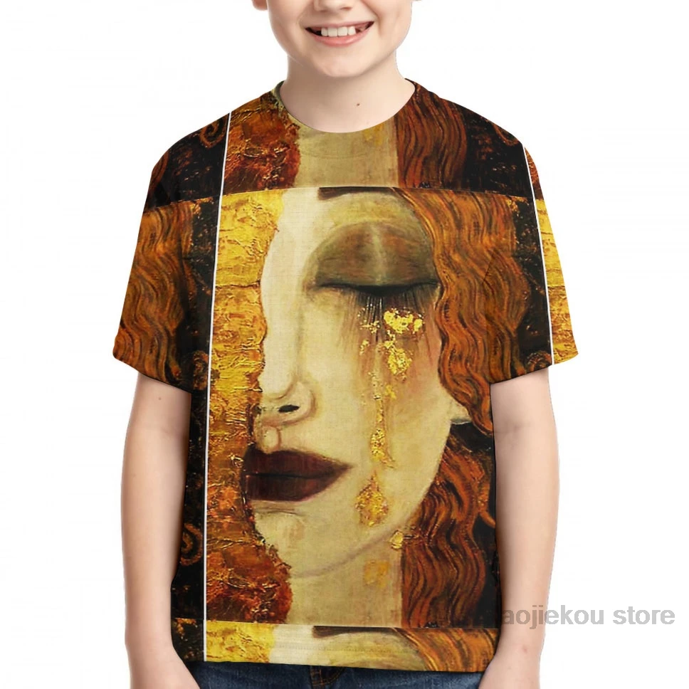 Золотые слезы. Jugendstil art by Klimt Мужская футболка женская модная футболка с принтом для девочек топы для мальчиков футболки с короткими рукавами