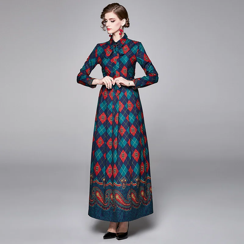 Женское модельное платье с бантом дизайнерское винтажное отложным воротником и