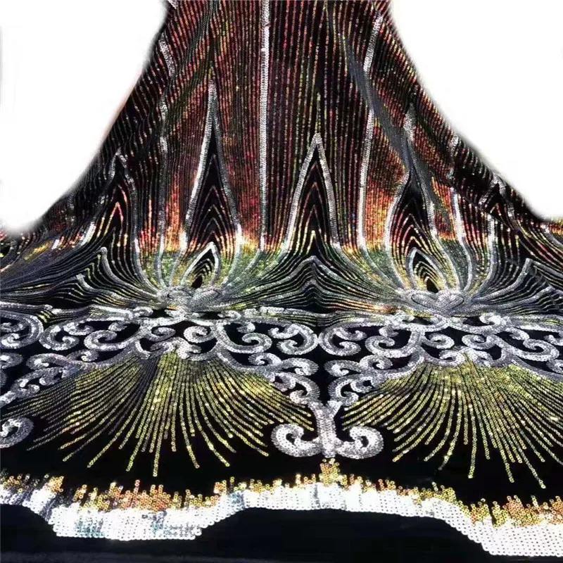 Золотая блестящая Кружевная Ткань бархатная Белая французская кружевная ткань