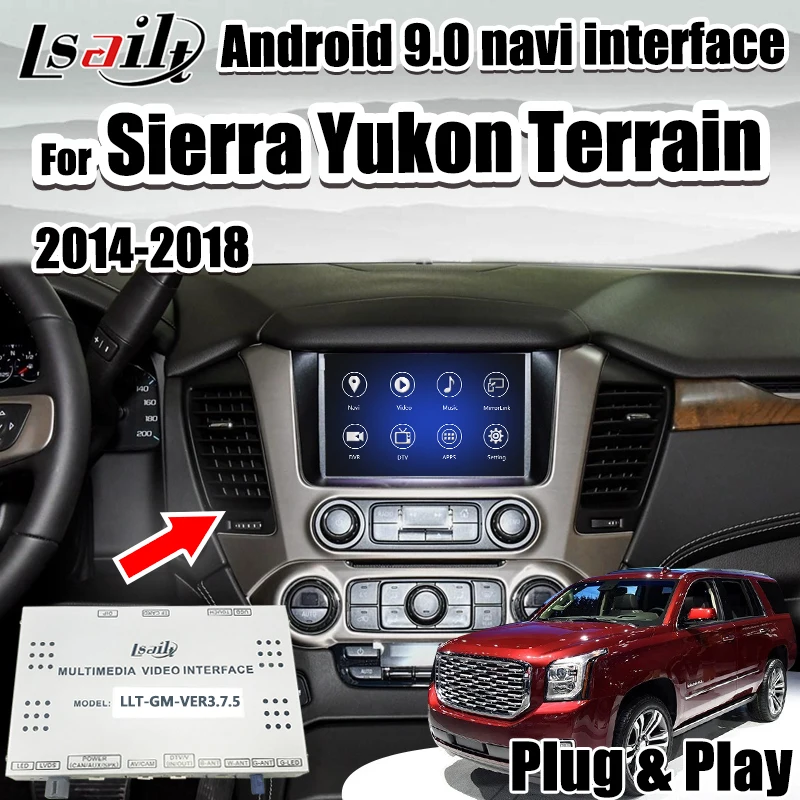 

Автомобильный GPS-навигатор Lsailt CarPlay и Android для 2014-2018 видеоинтерфейс Yukon для Sierra land с carplay , android auto GMC
