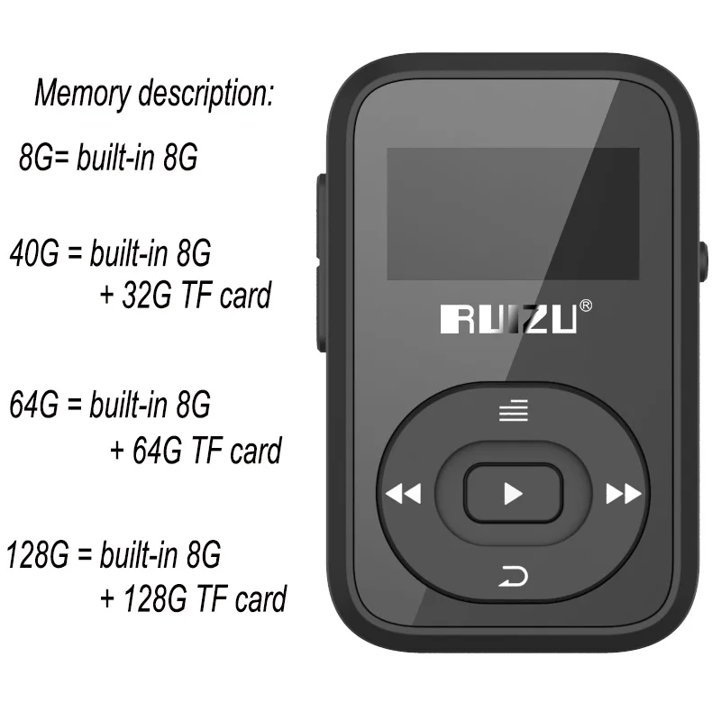 Оригинальный мини MP3 плеер RUIZU X26 с зажимом Bluetooth 8 ГБ спортивный диктофон FM радио