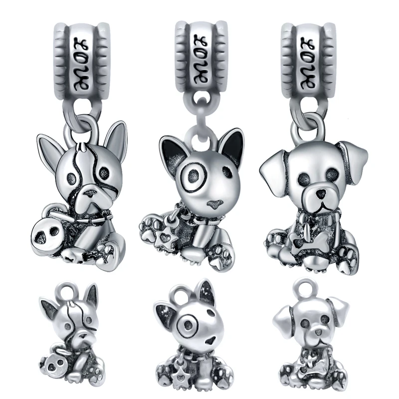 Животное милая собака подвески для Pandora браслет Талисман из бусинок женщин