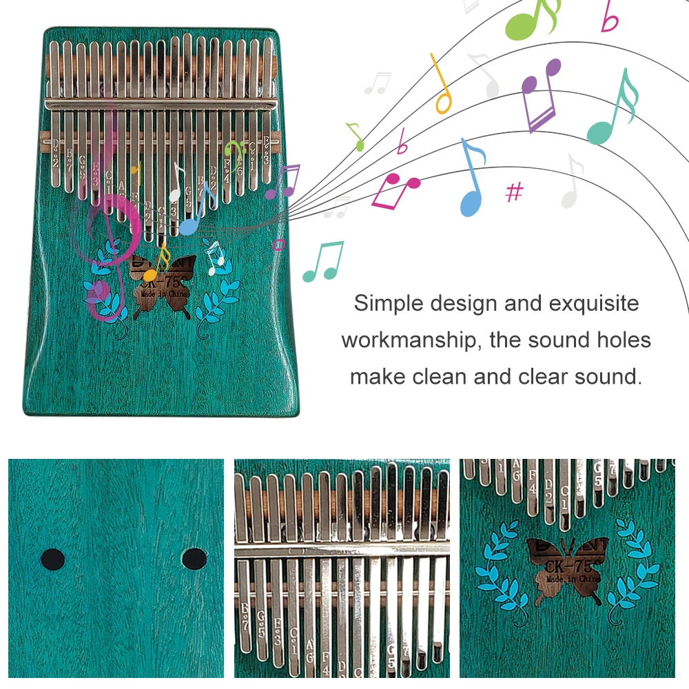 

Kalimba Mbira Thumb Finger Piano Portable 17 Keys Solid Wood Musical Instrument Gift for Music Lovers Beginners