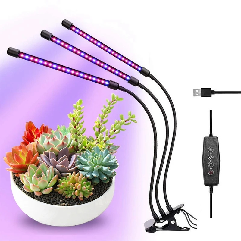 

Светодиодная лампа для выращивания растений, светсветильник льник полного спектра с регулируемой яркостью и таймером для комнатных растен...