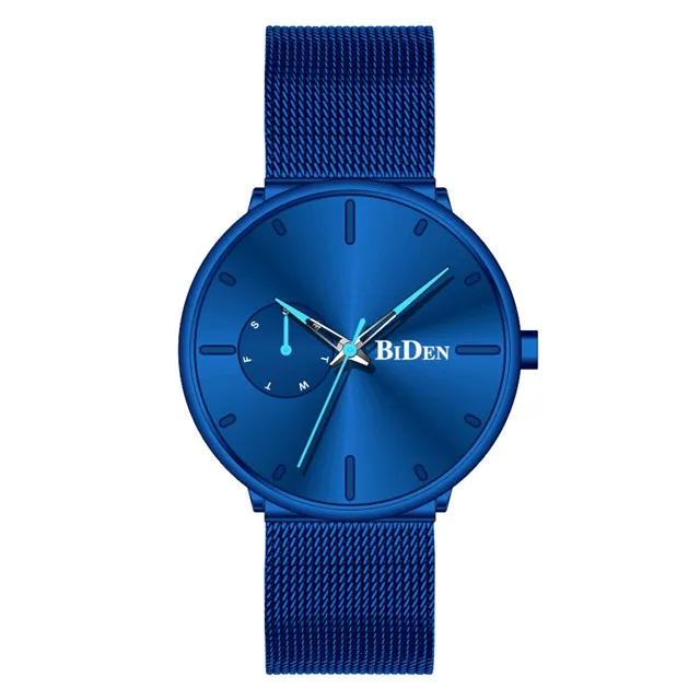 Color 7 Reloj Hombre BIDEN Top Brand Luxury Men Watches Waterproof Ultra Thin Date Wrist Watch Male Mesh Strap Casual Quartz Clock - Цвет: Color 7