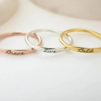 aurolaco fashionable simple private custom name opening gold plated ring couple jewelry