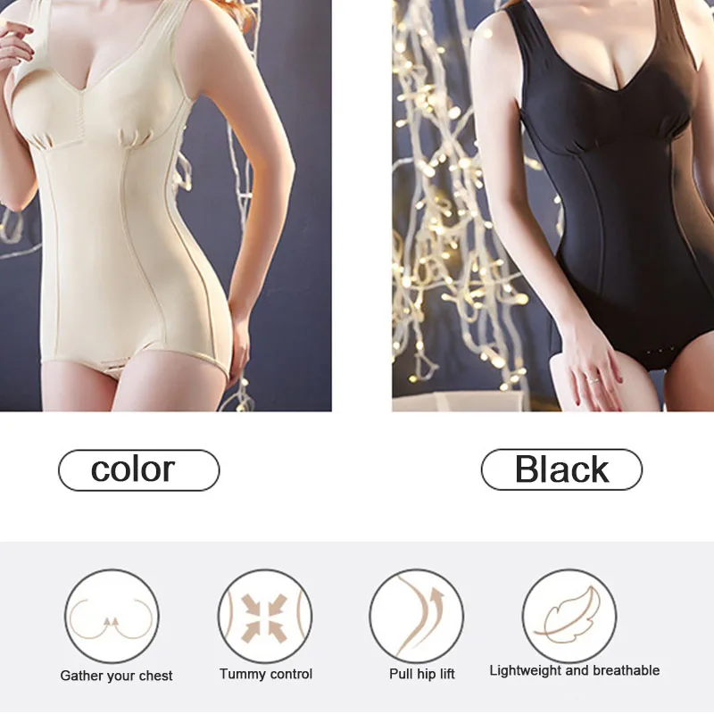 

Slimming Shapewear Bodysuits Women Body Shapers Stretch Bodysuit with Removable Cup Nude and Black