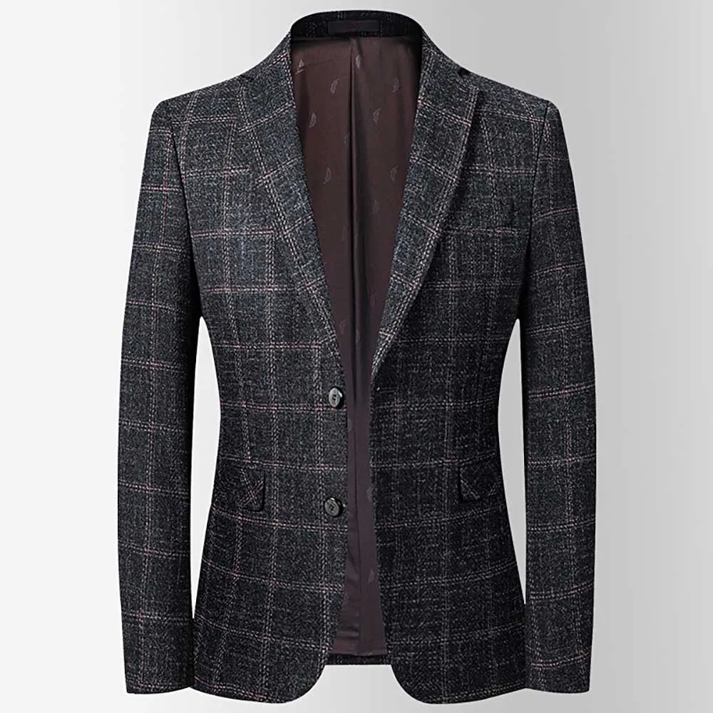 Мужской Блейзер в клетку повседневный облегающий пиджак Корейском стиле |